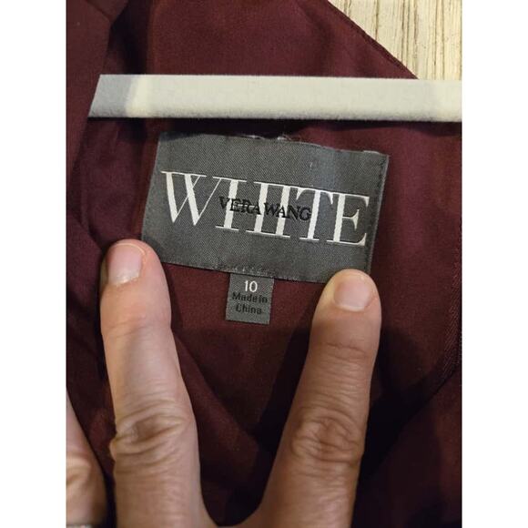 WHITE by Vera Wang Women's One-Shoulder Red Gown Size 10 Formal Long Dress - Picture 10 of 11